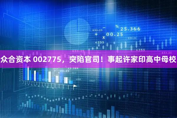 众合资本 002775，突陷官司！事起许家印高中母校